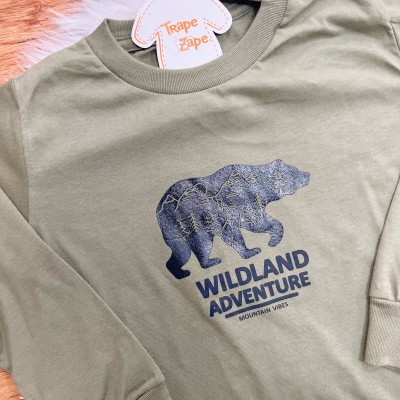 Conj. Blusa Manga Longa  WildLand e Calça de Moletom - Verde e Preto